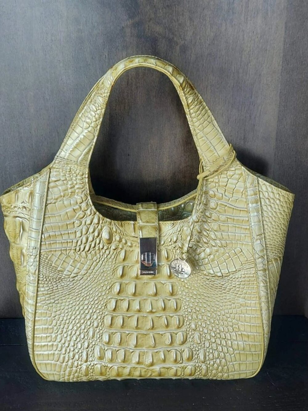 Brahmin Carla Butter Yellow Melbourne Croc Leather Purse